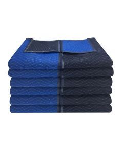 dark blue and light blue moving blankets