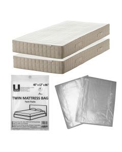 2 Pack twin mattress bags uncovered, clear and folded