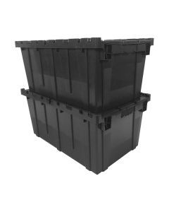 Storage Packing Plastic Crates, 27" x 17" x 12"-2-Pack-Black