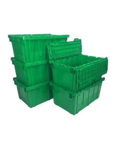 Storage Packing Plastic Crates, 27" x 17" x 12"-5-Pack-Green