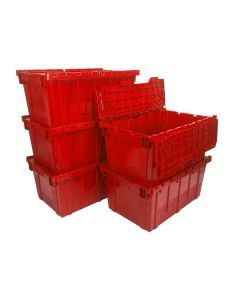 Storage Packing Plastic Crates, 27" x 17" x 12"-5-Pack-Red